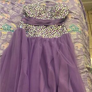 Lavender corset dress with rhinestones perfect for pictures and big events